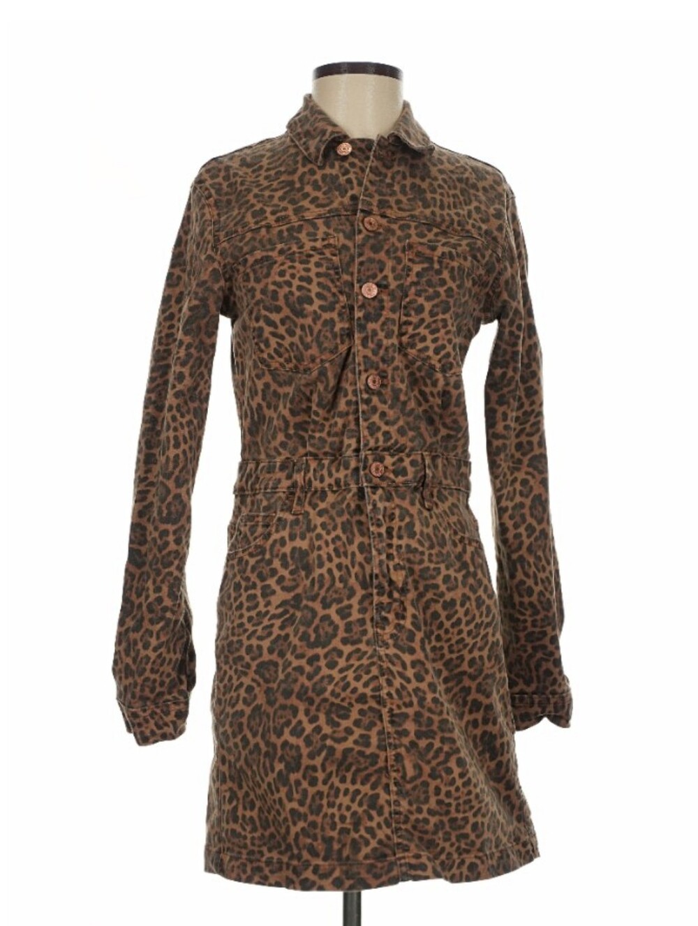 Gap Leopard Print Button-Front Shirt Dress NWT
